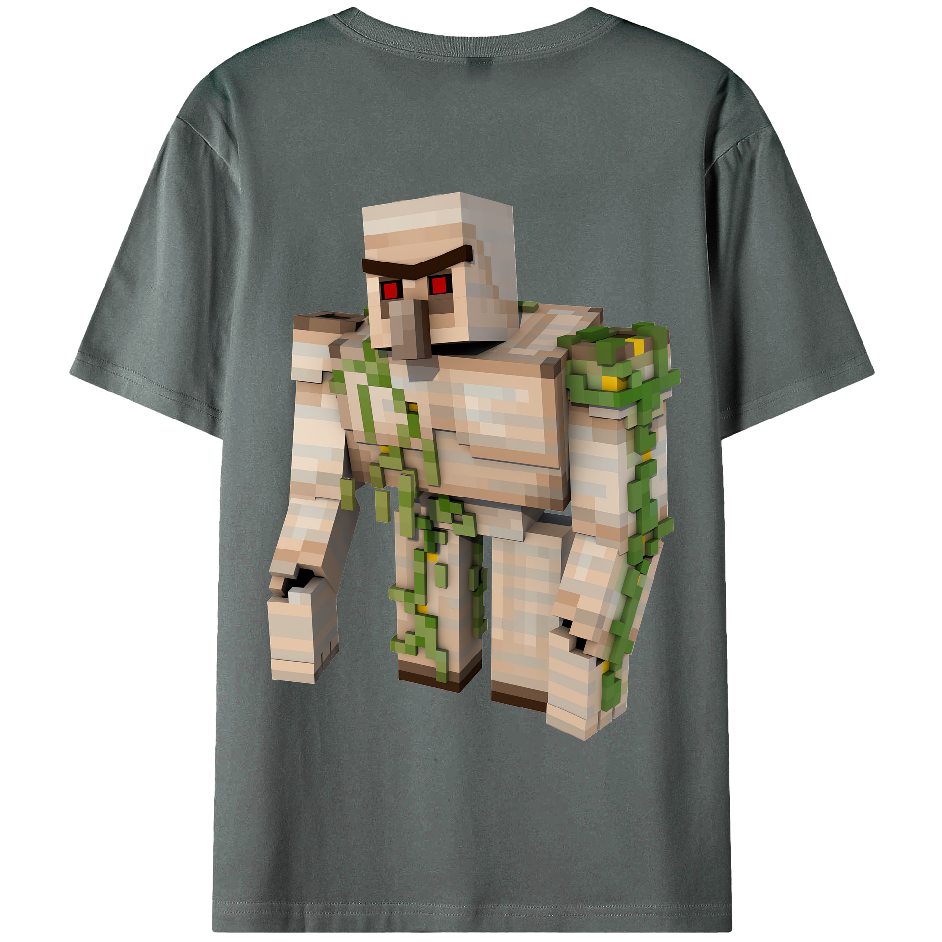 （画像用） マインクラフト ブロックの世界 Minecraft MC Block world 綿100％半袖Tシャツ（背面プリント）